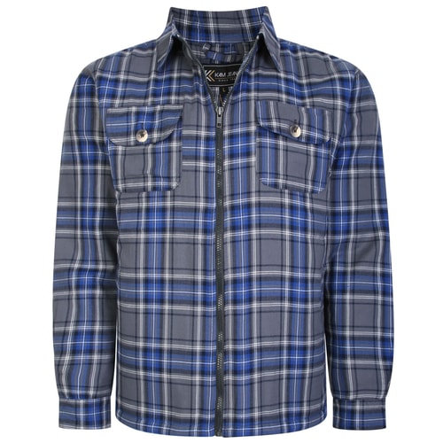 KAM Zip Thru Skerpa Lined Overshirt Charcoal